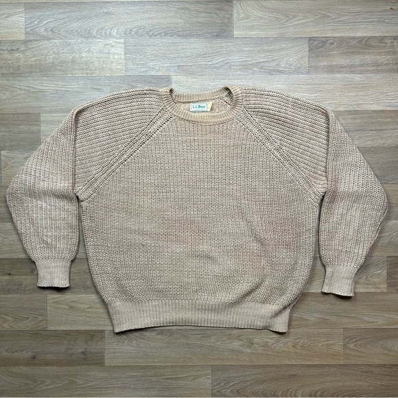 Vintage LLBean cotton knit half-button sweater from the 1980s-1990s, made in the USA, men's size XL cotton Blue type light blue Vintage Second Hand